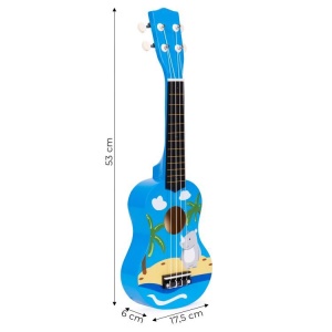 Ukulele drvena gitara za decu sa 4 najlonske žice i trzalicom plava – ECOTOYS - Img 10