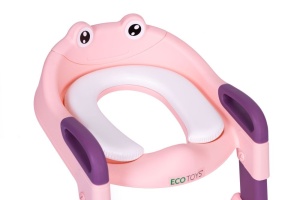 Adapter za wc šolju za decu sa stepenikom, pink, ECOTOYS - Img 6