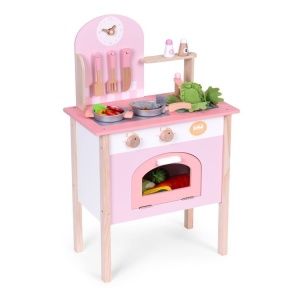 Dečija kuhinja pink sa 2 dodataka,rernom,slavinom i sudoperom ECOTOYS - Img 4