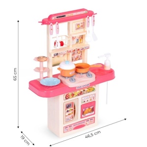 Dečija kuhinja sa zvukom, LED svetlom, sudoperom i 10 dodataka roze ECOTOYS - Img 8