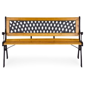 Drvena baštenska klupa sa rešetkastim naslonom 126×51 cm - MultiGarden - Img 2