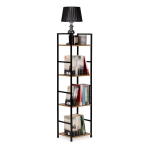 Drvena polica sa metalnim LOFT okvirom, 4 nivoa, u boji hrasta - ModernHome - Img 4