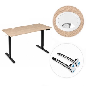 Električni radni sto 140 × 60 cm sa podesivom visinom 72–118 cm, svetli hrast – ModernHome - Img 10