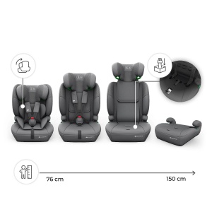 KINDERKRAFT AUTOSEDIŠTE COMFORT UP 2 PLUS I-SIZE GREY - Img 5