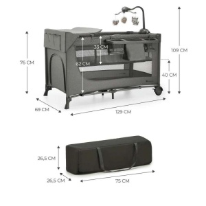 KINDERKRAFT PRENOSIVI KREVETAC JOY 2 DARK GRAY SA DODACIMA - Img 3