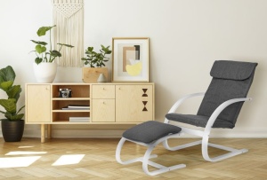 Stolica za ljuljanje sa naslonom za noge White MODERNHOME - Img 2