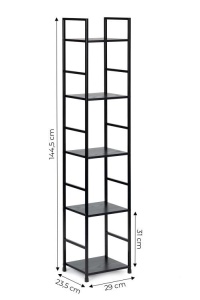 Drvena polica sa metalnim okvirom u LOFT stilu, 5 nivoa, crna- ModernHome - Img 7