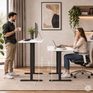 Električni radni sto 140 × 60 cm sa podesivom visinom 72–118 cm, bela radna ploča – ModernHome - Img 3