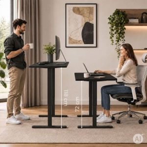 Električni radni sto 140 × 60 cm sa podesivom visinom 72–118 cm, crni – ModernHome - Img 3