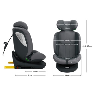 KINDERKRAFT AUTOSEDISTE I-GROW 2 PLUS I-SIZE 40-150 CM GREY - Img 8
