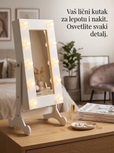 OGLEDALO ZA ŠMINKANJE LED SIJALICE I KUTIJA ZA NAKIT NEDI 1 - Img 3