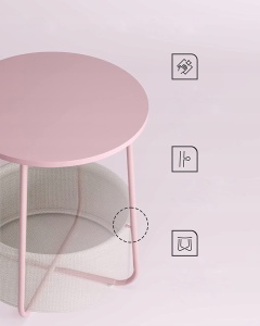 Okrugli klub stočić sa korpom pink - LET223R61 - Img 3