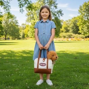 Plišana igračka za decu, štene Brown Poodle, torba + četka za negu - Img 4