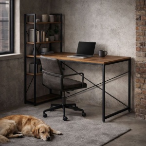 Radni sto 120x60 cm sa policama Dark ModernHome - Img 2