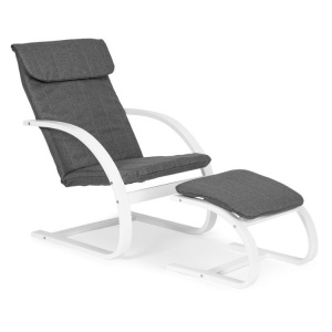 Stolica za ljuljanje sa naslonom za noge White MODERNHOME - Img 3