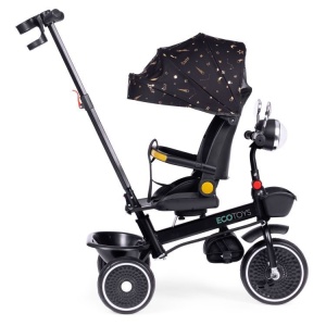 Tricikl za decu sa rotirajućim sedištem, gurajućim rukohvatom i tendom black, ECOTOYS - Img 2