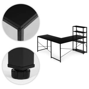 Ugaoni radni sto sa policama – Black LOFT ModernHome - Img 8