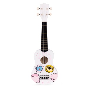 Ukulele drvena gitara za decu sa 4 najlonske žice i trzalicom bela– ECOTOYS - Img 4