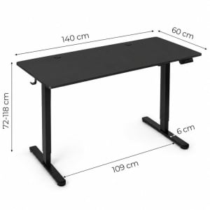 Električni radni sto 140 × 60 cm sa podesivom visinom 72–118 cm, crni – ModernHome - Img 10