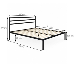 Krevet sa metalnim ramom 190 × 200 cm, podnicom i uzglavljem, crni – ModernHome - Img 6