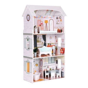 Kućica za lutke Alice na 3 sprata, 4 sobe, set sa 9 komada nameštaja – ECOTOYS - Img 4