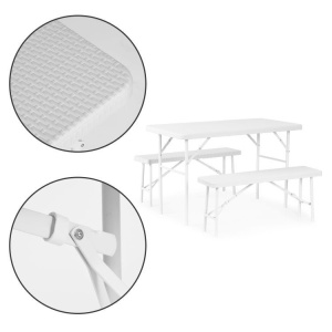 Sklopivi set 120 cm Sto sa 2 Klupe banquet – WHITE - Img 5