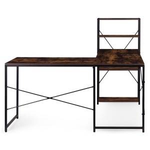 Ugaoni radni sto sa policama – Walnut LOFT ModernHome - Img 4
