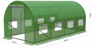 Baštenski plastenik tunel 4-segmentni Zeleni 6 x 3 x 2 M - Img 4