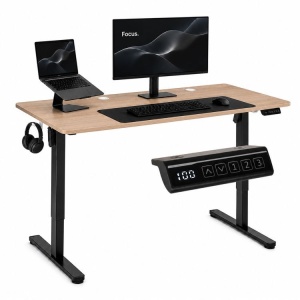 Električni radni sto 140 × 60 cm sa podesivom visinom 72–118 cm, svetli hrast – ModernHome
