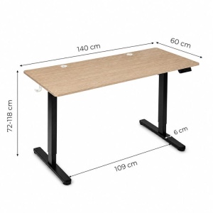 Električni radni sto 140 × 60 cm sa podesivom visinom 72–118 cm, svetli hrast – ModernHome - Img 11