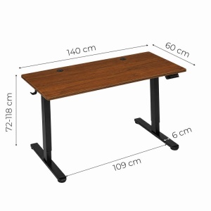 Električni radni sto 140 × 60 cm sa podesivom visinom 72–118 cm, tamni hrast – ModernHome - Img 11