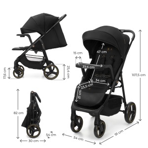 KINDERKRAFT KOLICA ZA BEBE SA TACNOM TRIG 3 BLACK - Img 10