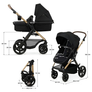 KINDERKRAFT MOOV 2 KOLICA ZA BEBE 3U1 PURE BLACK - Img 8