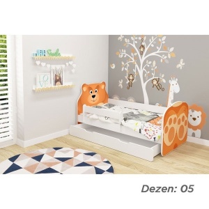 KREVET ZA DECU ANIMALS 140X70 CM SA DODATNOM FIOKOM WHITE ACMA VII 05 - Img 2