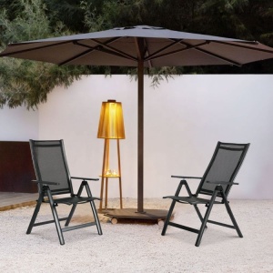 Set od 4 sklopive baštenske stolice sa podesivim naslonom, Black, MultiGarden - Img 3