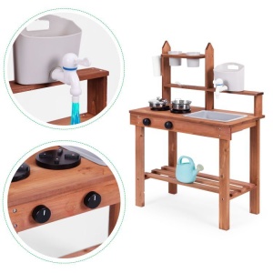 Spoljna drvena kuhinja sa dodacima za igru u pesku i blatu 05 - ECOTOYS - Img 7