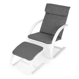 Stolica za ljuljanje sa naslonom za noge White MODERNHOME - Img 1