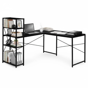 Ugaoni radni sto sa policama – Black LOFT ModernHome - Img 2