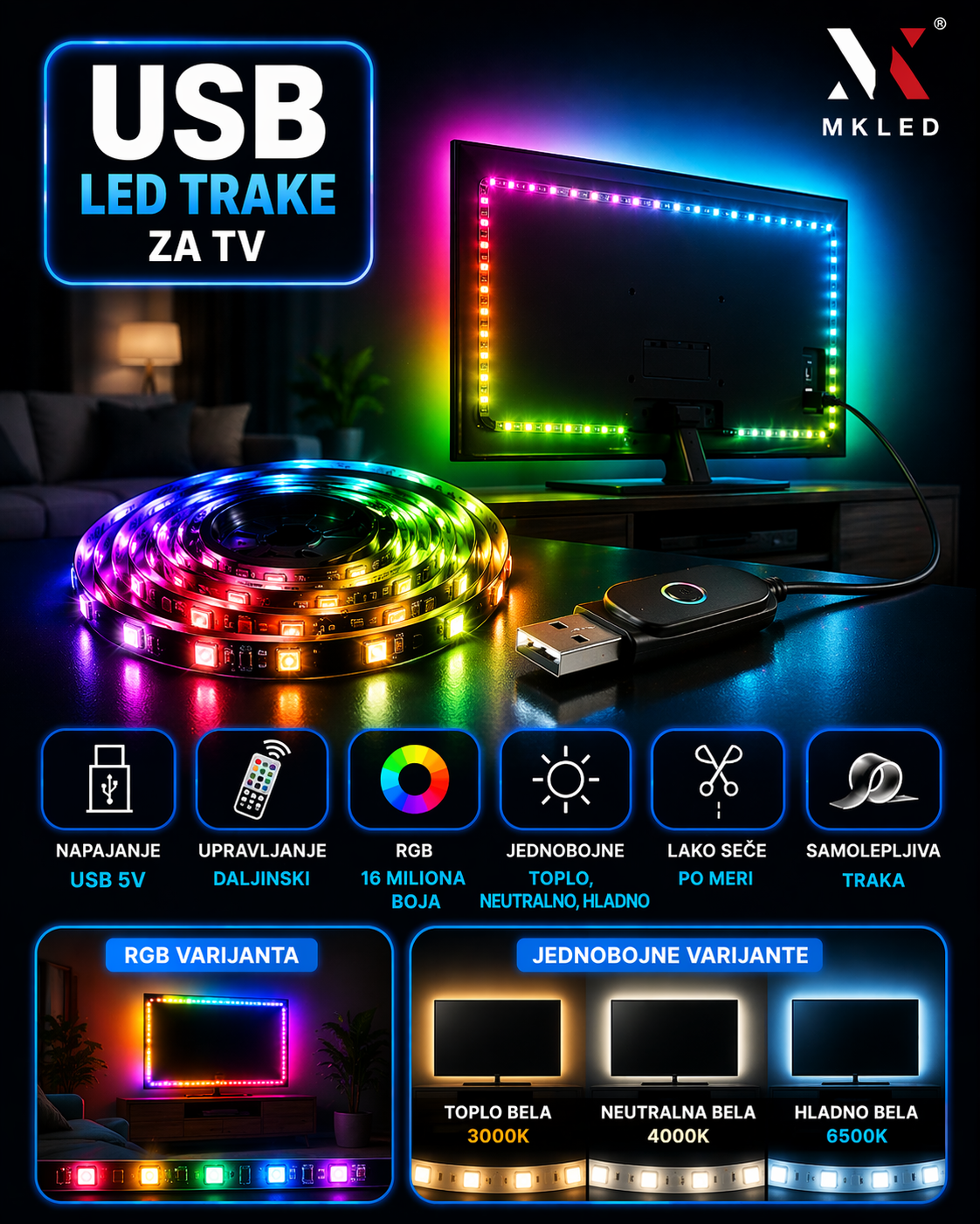 USB LED trake