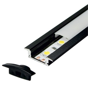 Crni ugradni aluminijumski profil za LED trake 24,7 × 7 mm