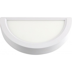 Nadgradni polu-okrugli zidni LED panel 9 W – prednji prikaz belog kućišta i difuzora