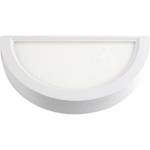 Nadgradni polu-okrugli zidni LED panel 9 W – prednji prikaz belog kućišta i difuzora