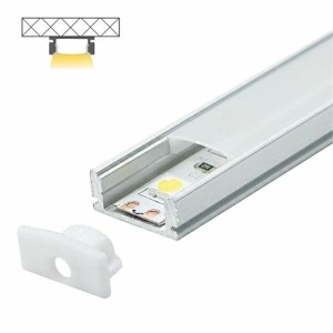 Siva nadgradni aluminijumski profil za led trake 17,4 × 7 mm sa belim difuzorom – prikaz 2