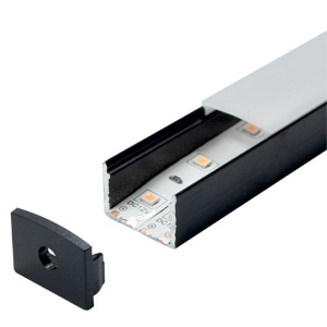 Nadgradni aluminijumski profil za LED trake 19,3 x 13 mm – crna izvedba