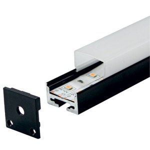 Nadgradni aluminijumski profil za LED trake 20 x 20 mm – crna izvedba