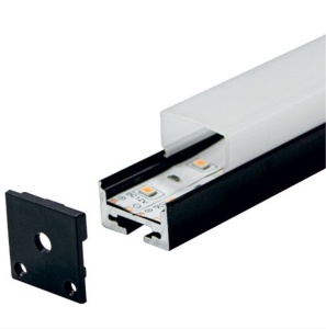 Sinski aluminijumski profil za LED trake 20x11mm sa debljim difuzorom crni