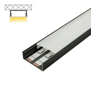 Nadgradni aluminijumski profil za LED trake 40 × 10 mm – crna varijanta, detalj i presek