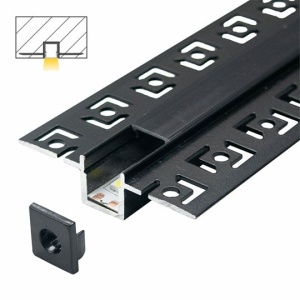 Ugradni aluminijumski profil za LED trake 52,5 x 13 mm – crna varijanta, dodatni prikaz kompletnog profila