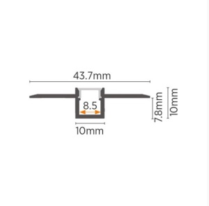 Alu profil za LED trake 44mm – bočni prikaz oblika i kućišta