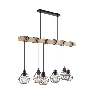 Drveno-Metalna Viseća Lampa D002S 6H